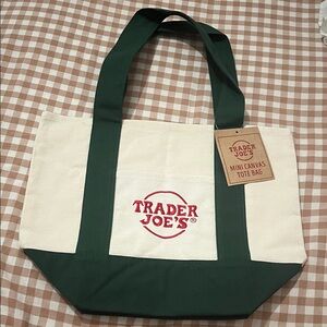 Trader Joe's Mini Green Canvas Tote Bag